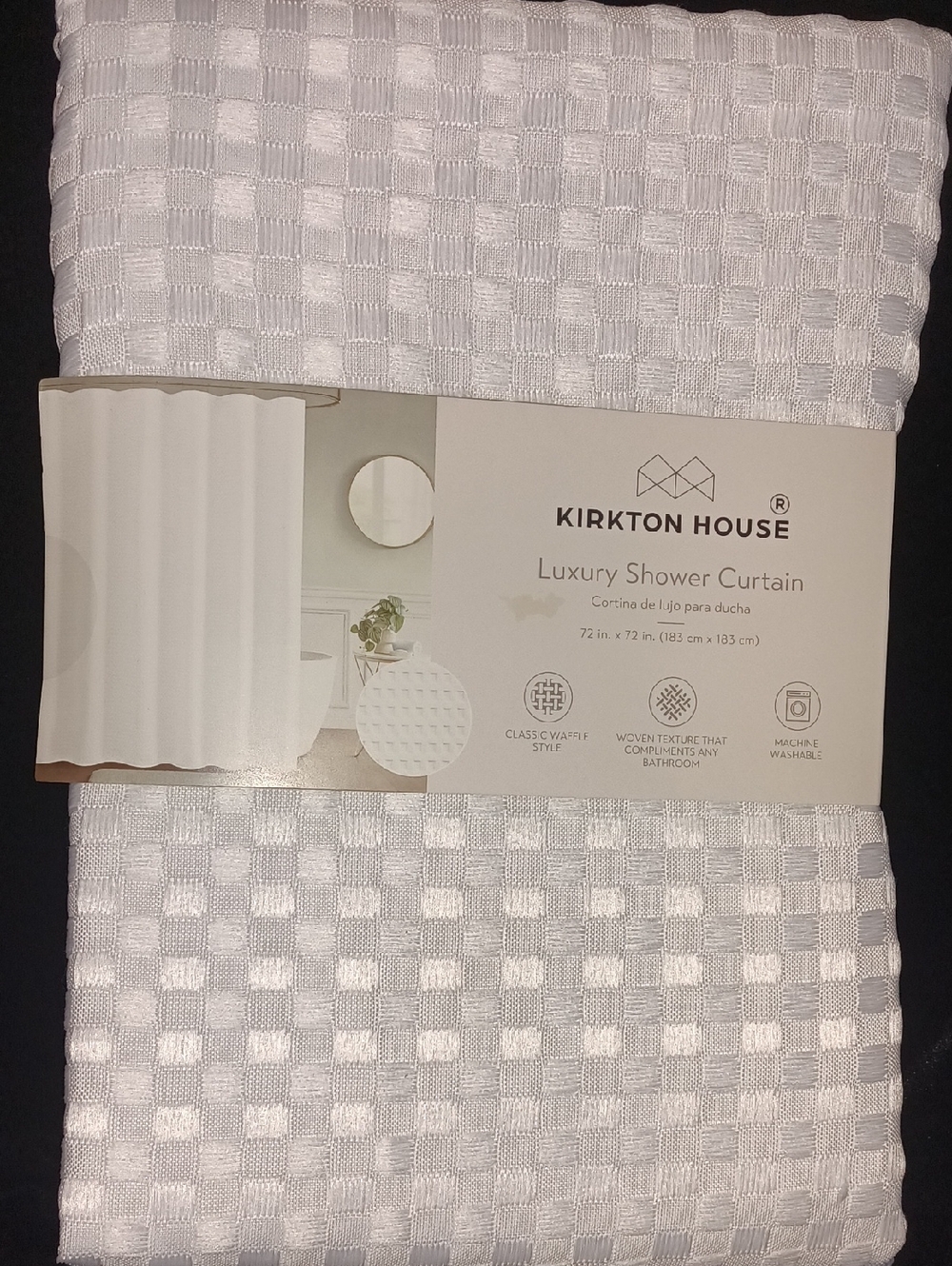 Kirkton House White Luxury Shower Curtain - Picture 2 of 6
